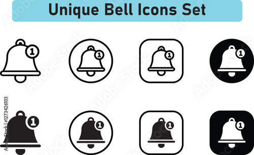 bell icon, Notification bell icon. Incoming inbox message. Ringing bells. Social media element - stock vector.