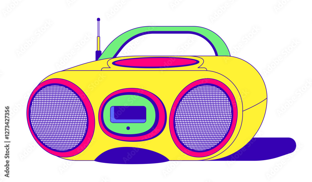 Φωτογραφία Vintage boombox with antenna and dual speakers 2D cartoon object