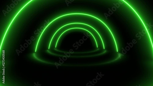 Looping Green Neon Circle Tunnel
