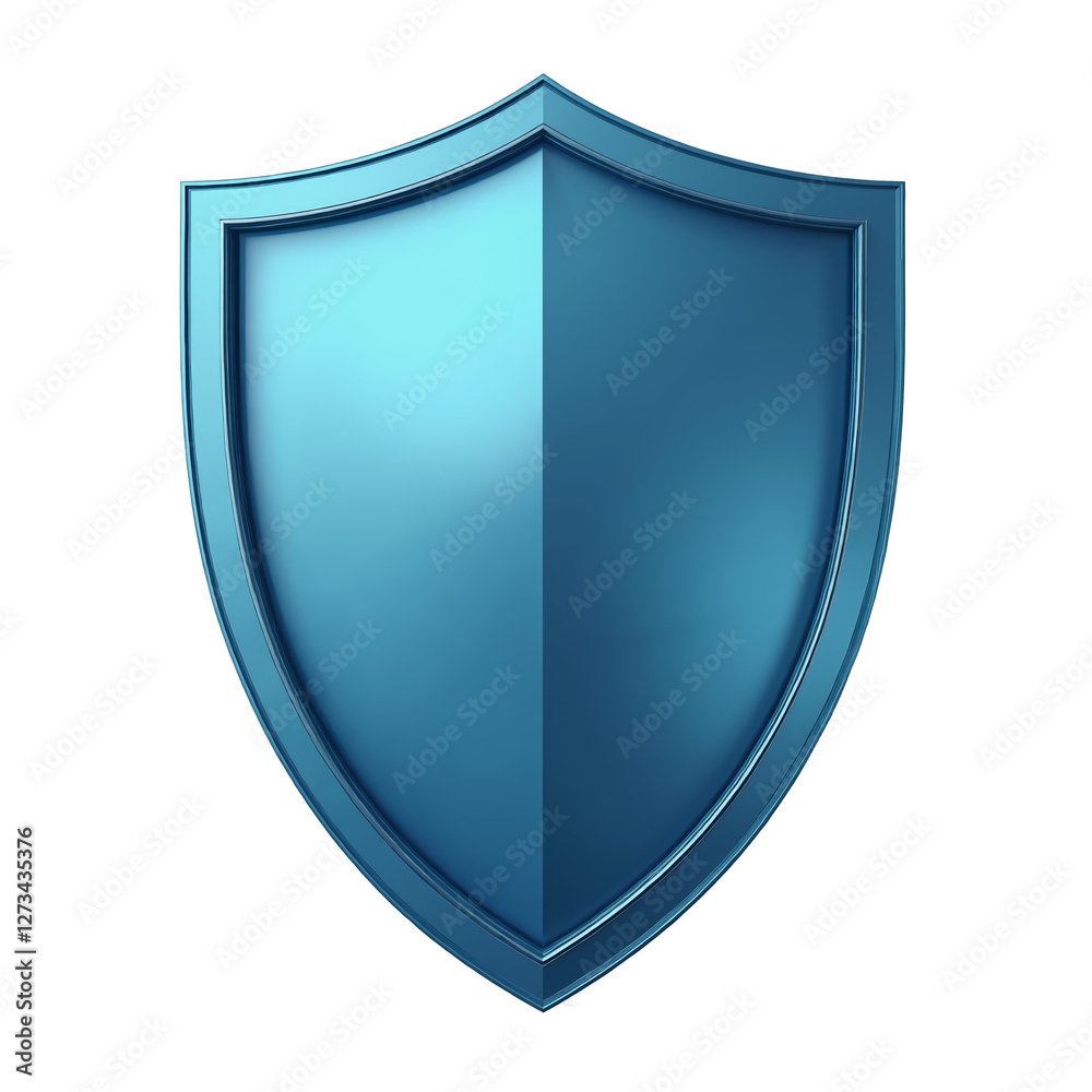 Shield icon design in polished metal finish with blue color, smooth curves, and elegant shape for protection symbolism Shield icon design in polished metal finish with blue color, smooth curves, and elegant shape for protection symbolism