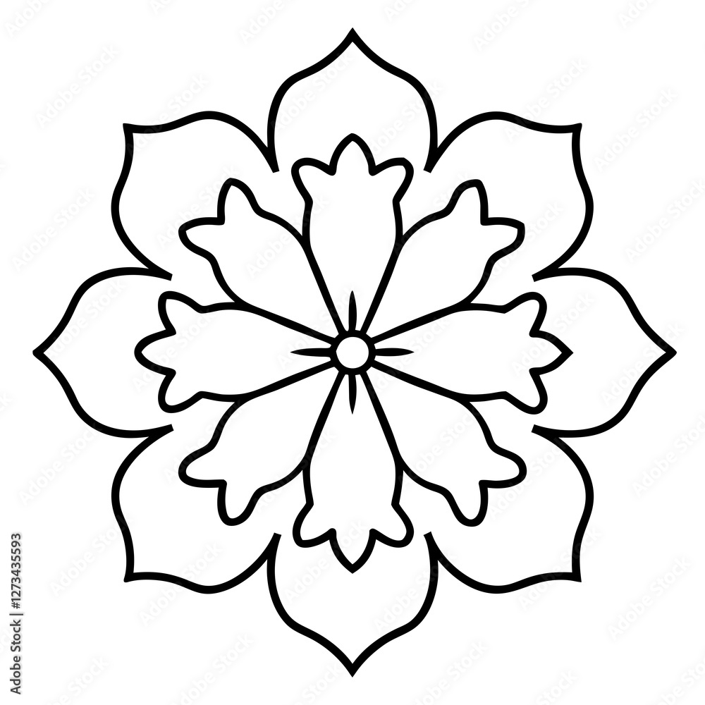 Minimalist Cosmic Flower Mandala Line Art Minimalist Cosmic Flower Mandala Line Art