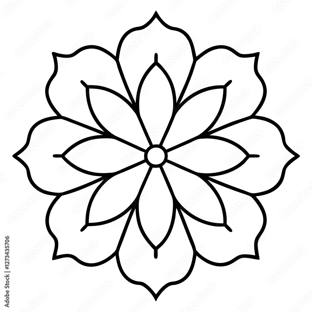 Obraz premium Minimalist Cosmic Flower Mandala Line Art