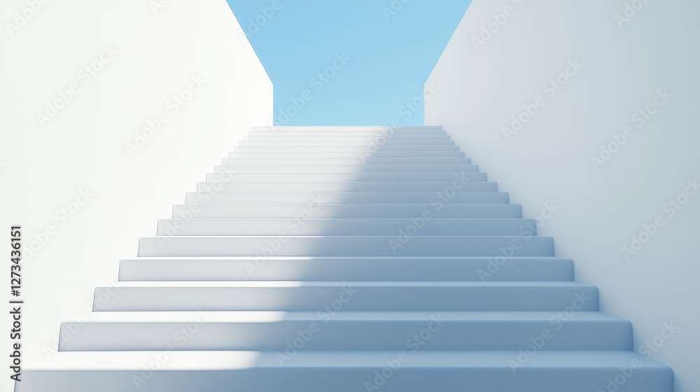 Fototapeta premium Surreal Staircase Illusion - Stairway vanishing into thin air creates surreal perspective.