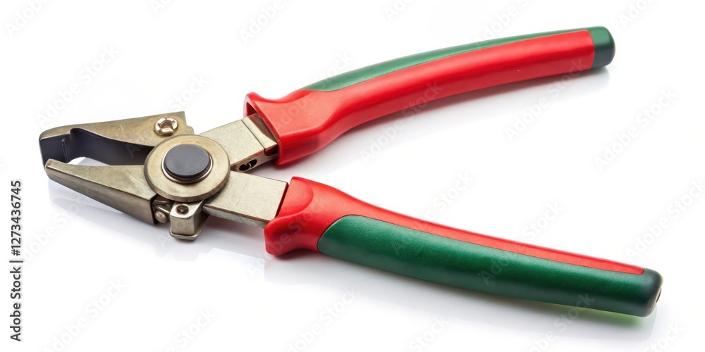 Fototapeta premium Red and Green Hand Pliers on White Background