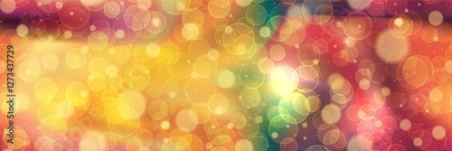 Incredibly cheerful and bright bg gradation with bokeh effects and glittering seamless pattern overlay. Abstract background in red, yellow and green colors with gradient mesh and noise texture