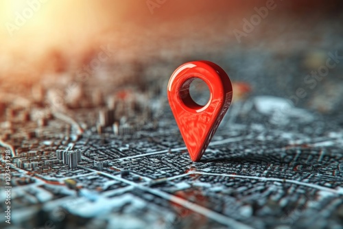 A detailed map of a city with a red pin marker indicating a specific location