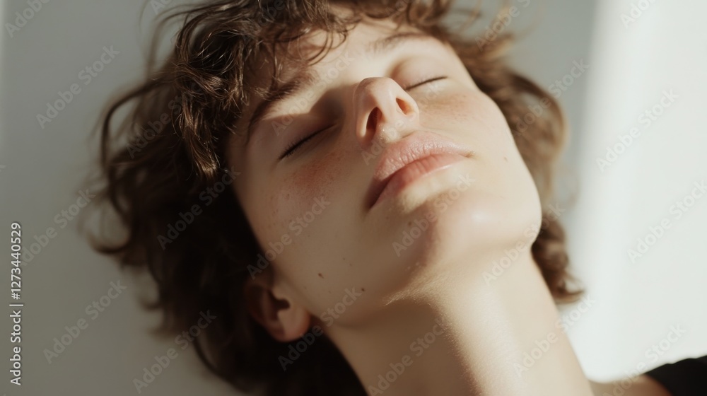 Fototapeta premium Withdrawal symptoms cause fatigue. A person slumped in exhaustion, eyes barely open
