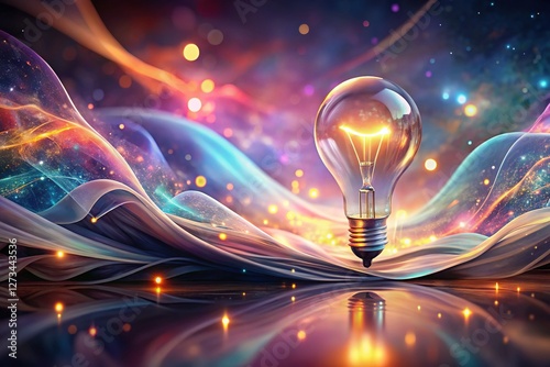 Surreal Dreamscape: Glowing Lightbulb in Ethereal Swirling Forms