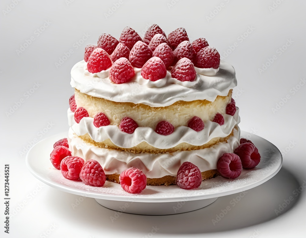 Delicious Raspberry Cake with Whipped Cream Delicious Raspberry Cake with Whipped Cream