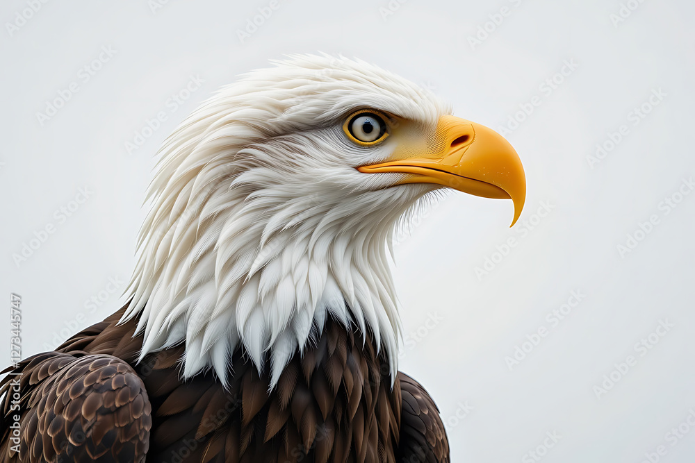 Bald Eagle on White Background – Majestic Bird of Prey Isolated Bald Eagle on White Background – Majestic Bird of Prey Isolated