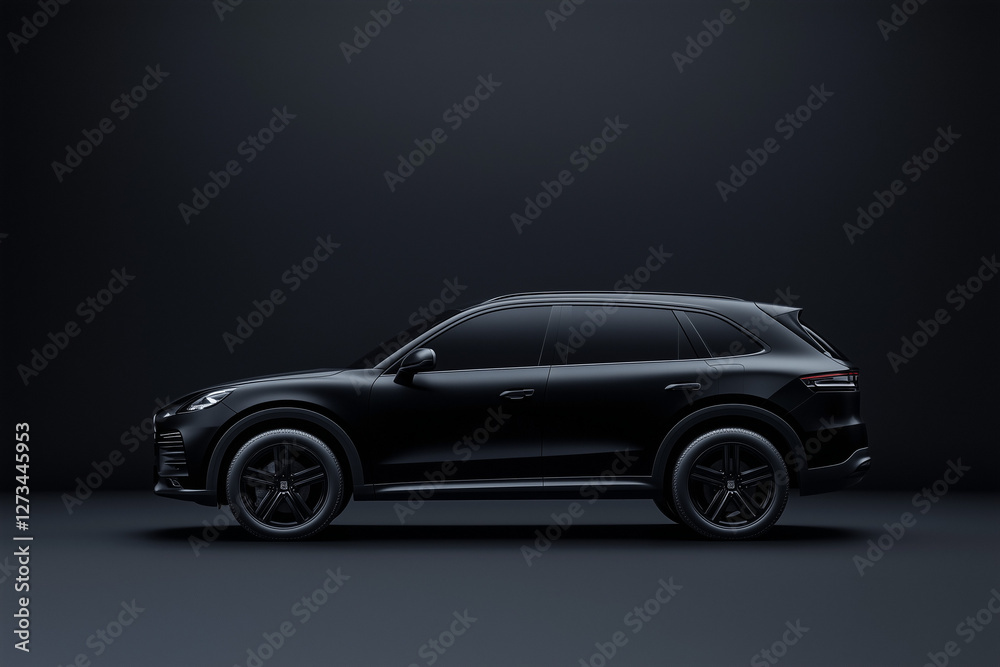 A premium SUV mockup with a clean and minimalistic aesthetic, positioned on a smooth reflective surface. The vehicle has a matte black finish, soft shadows, and elegant curves. A premium SUV mockup with a clean and minimalistic aesthetic, positioned on a smooth reflective surface. The vehicle has a matte black finish, soft shadows, and elegant curves.