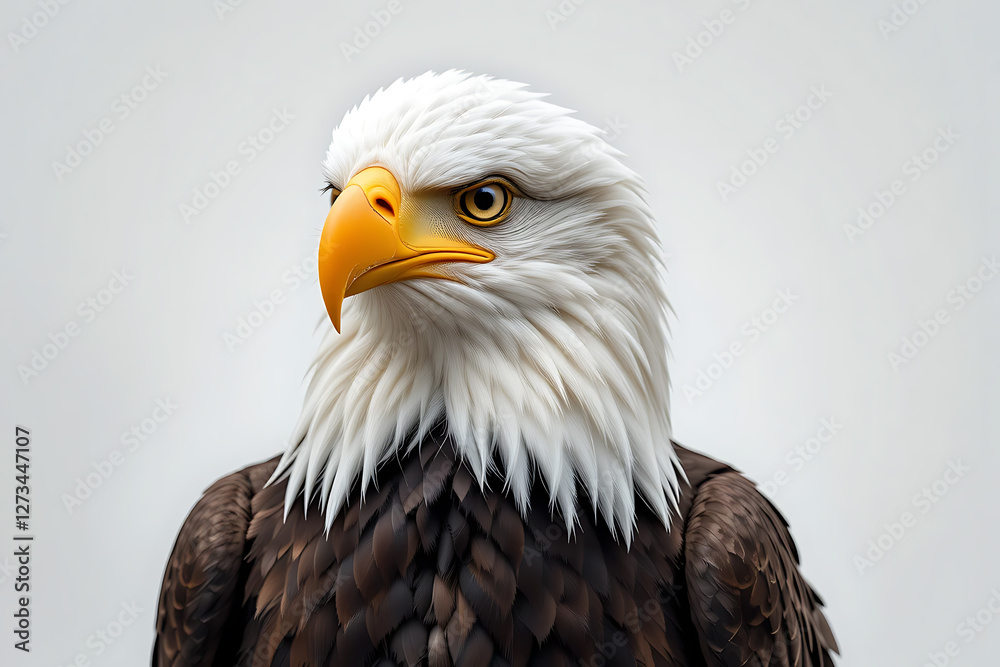 Bald Eagle on White Background – Majestic Bird of Prey Isolated Bald Eagle on White Background – Majestic Bird of Prey Isolated