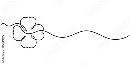 Three leaves clover in one continuous line drawing vector illustration. Pro vector, Continuous one line drawing of four leaf clovers. Clover four-leaf in continuous single line art drawing vector 