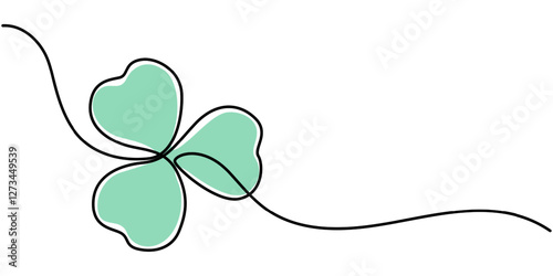Three leaves clover in one continuous line drawing vector illustration. Pro vector, Continuous one line drawing of four leaf clovers. Clover four-leaf in continuous single line art drawing vector 