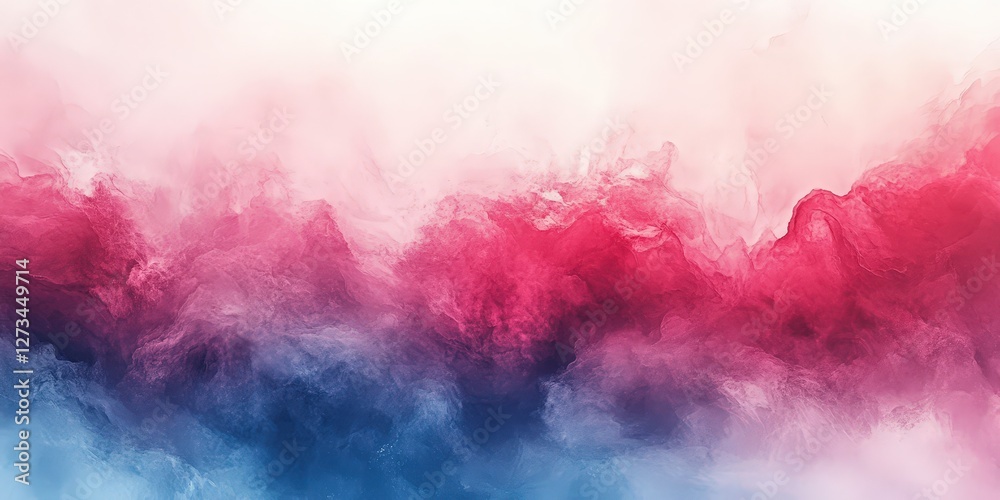 Obraz premium Vibrant abstract swirls of blue and pink smoke dance in a close-up view. The upper portion blurs into ethereal beauty, creating a dynamic composition
