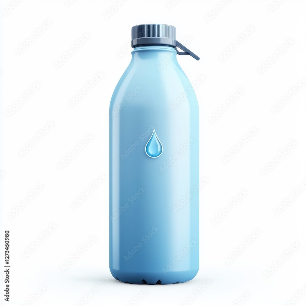 Reusable water bottle with a droplet symbol isolated on white background Reusable water bottle with a droplet symbol isolated on white background