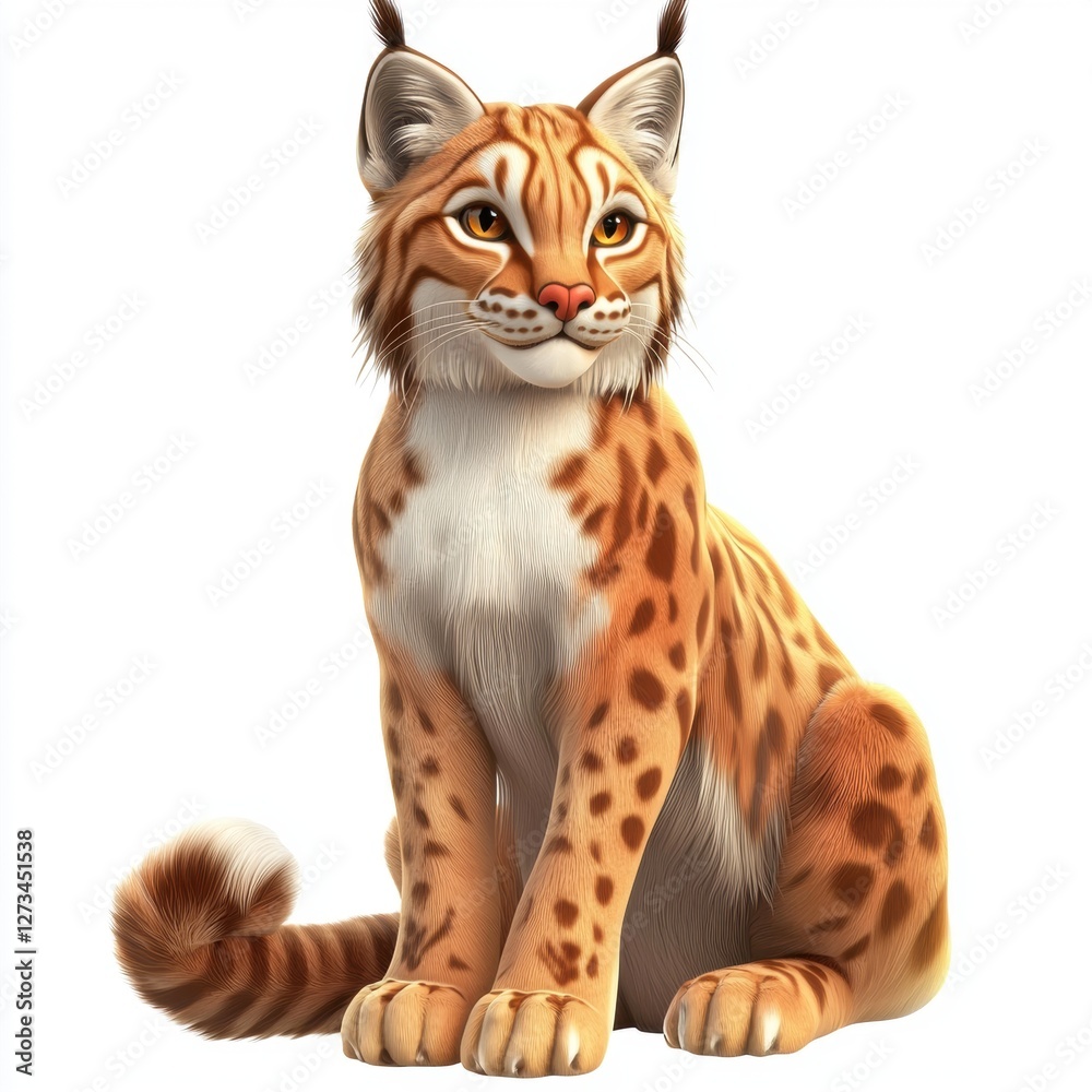 Sleek lynx with tufted ears isolated on white background Sleek lynx with tufted ears isolated on white background