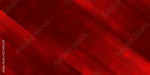 Red diagonal geometric shape with halftone. Modern fiber textured vector