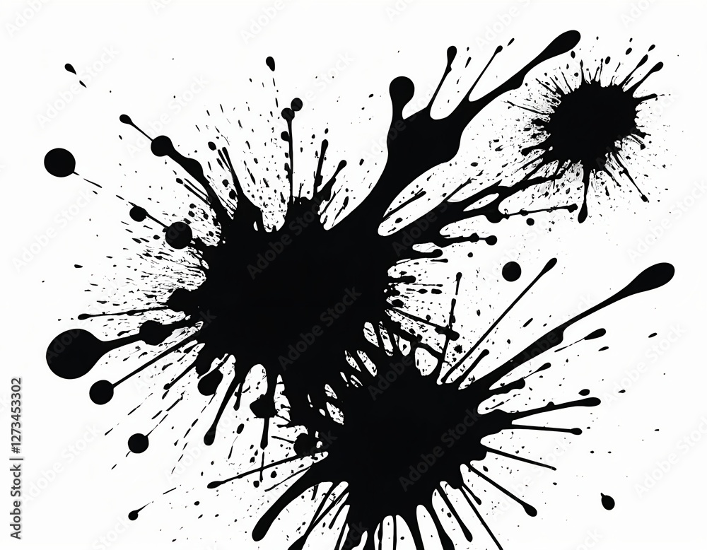 Black Ink Splatter on White Background Black Ink Splatter on White Background
