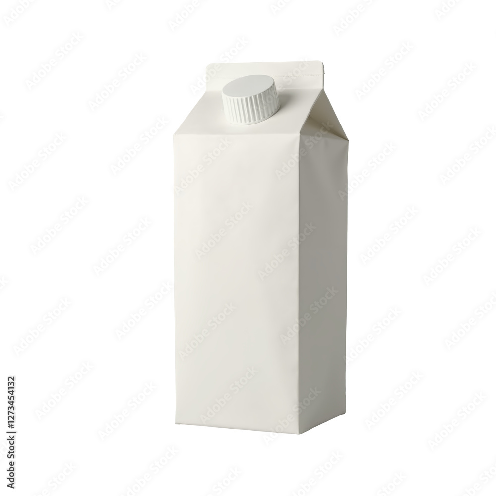 White carton containing liquid, rectangular shape, smooth texture, suitable for beverages or dairy products White carton containing liquid, rectangular shape, smooth texture, suitable for beverages or dairy products