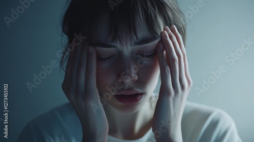Withdrawal symptoms cause headaches. A person holding their head with one hand, looking in pain