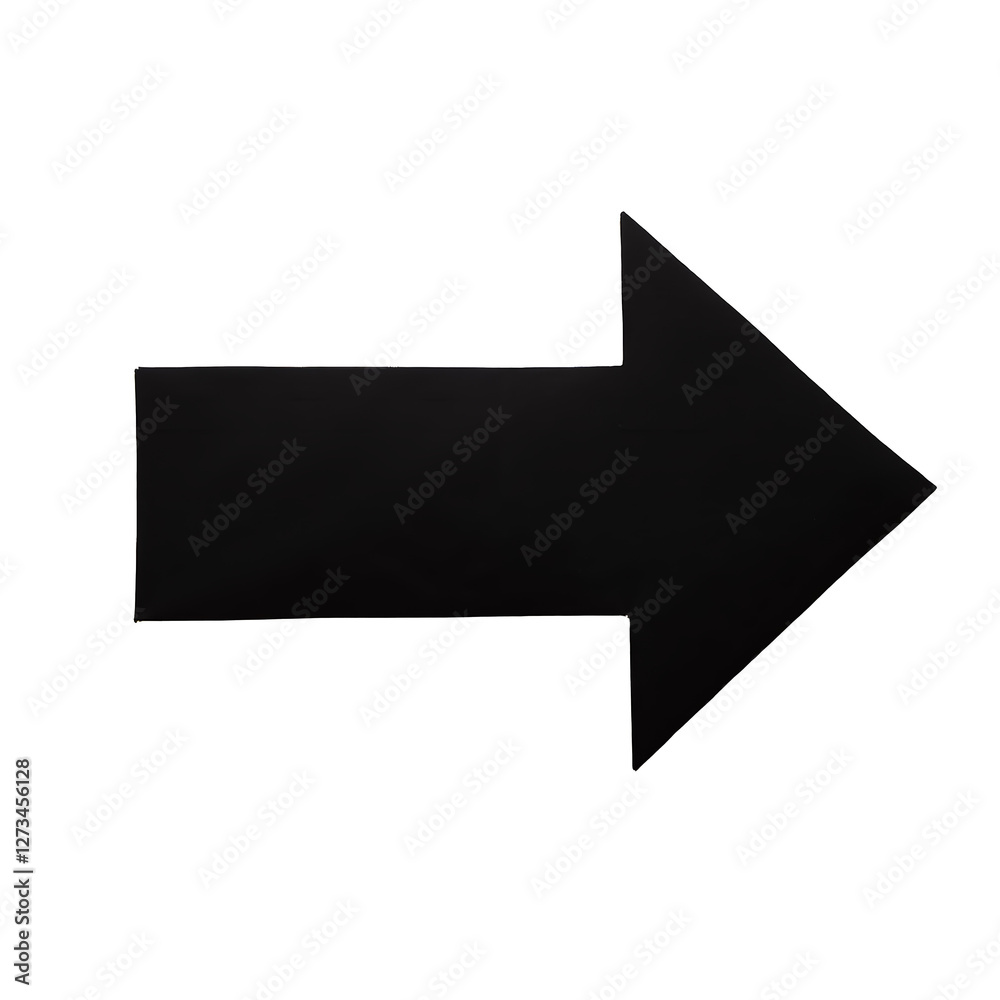 Black directional arrow shaped sign made from sturdy material for guiding visitors or indicating pathways