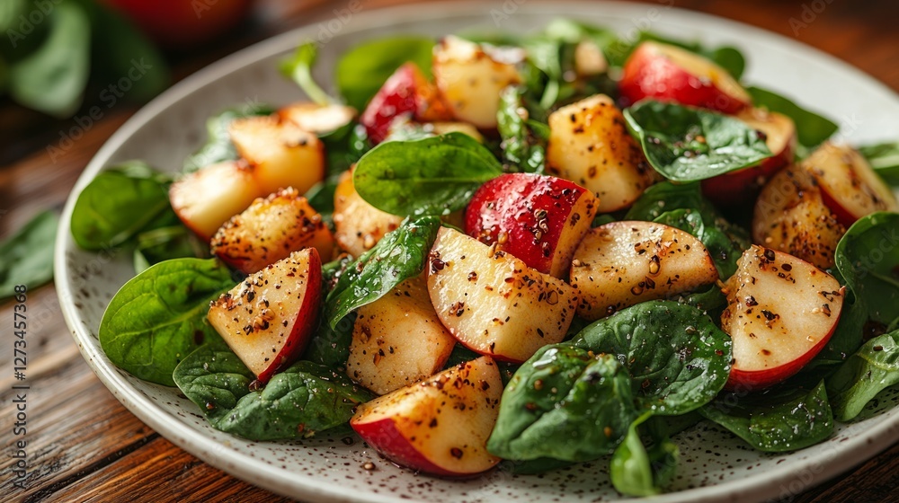 Delicious Peach and Apple Salad on Plate Delicious Peach and Apple Salad on Plate