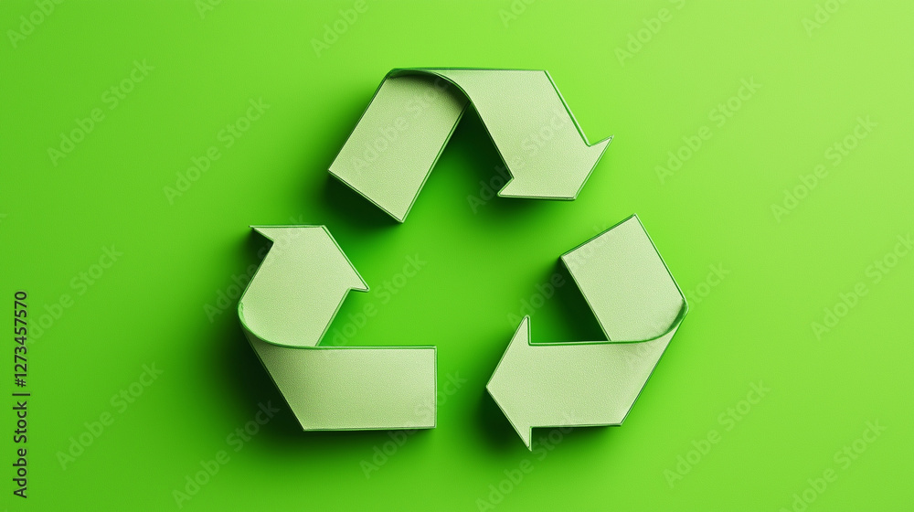 3D Render of Recycling Symbol on Green Background Eco-Friendly Concept 3D Render of Recycling Symbol on Green Background Eco-Friendly Concept