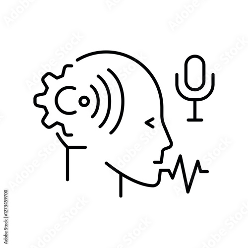 speech recognition black line icon.