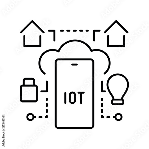 ai-powered iot black line icon.