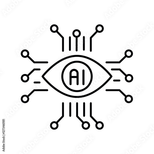 computer vision black line icon.