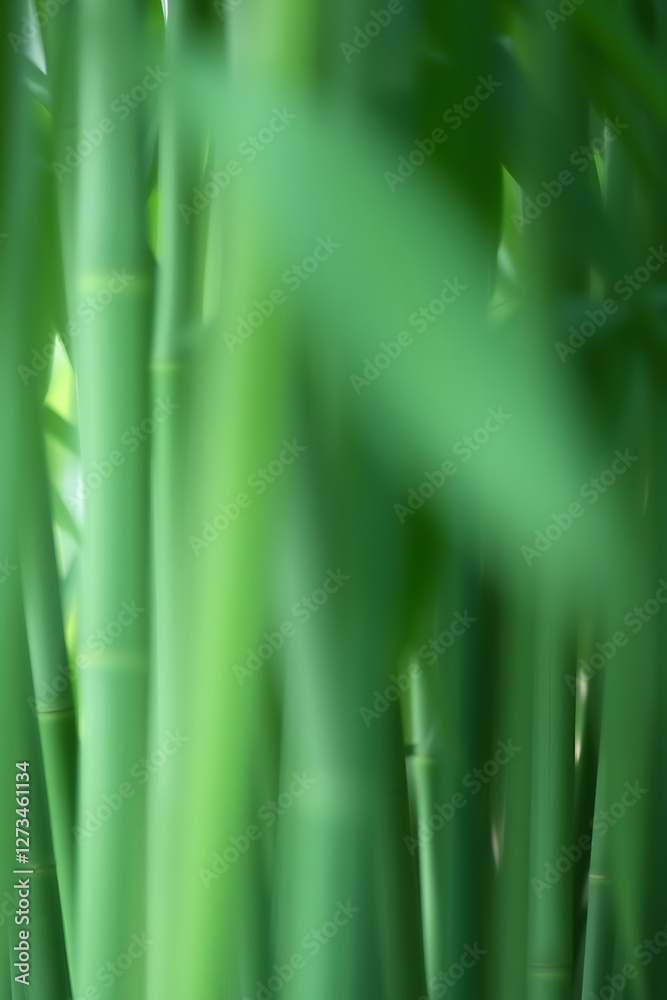 Obraz premium Abstract Green Bamboo Forest Background with Soft Focus and Freshness
