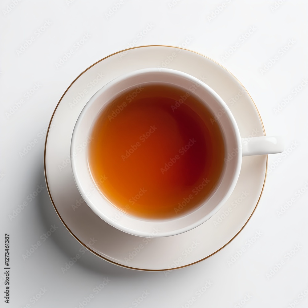 Overhead View of a Cup of Tea on a Saucer Overhead View of a Cup of Tea on a Saucer