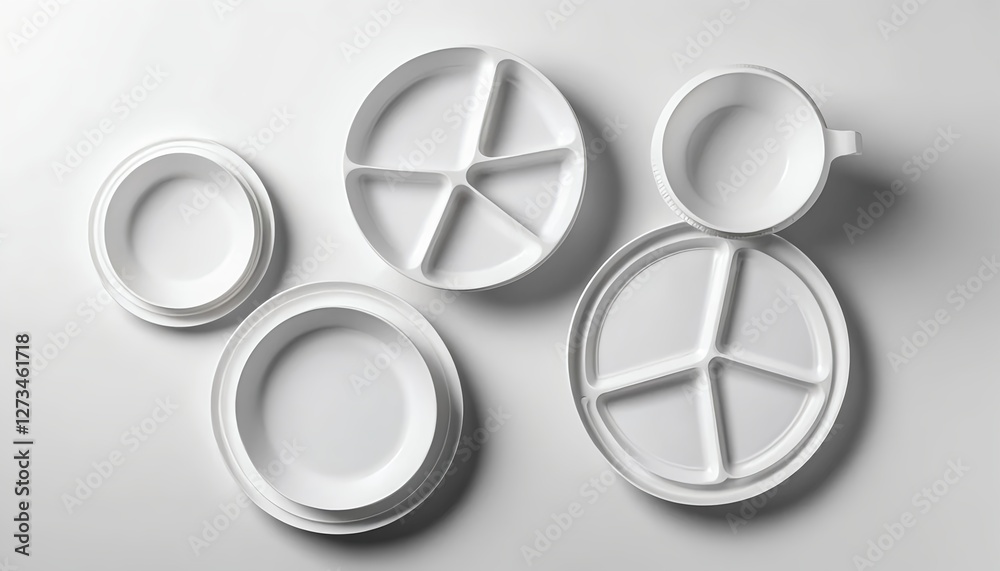 White Disposable Compartment Plates and Bowl