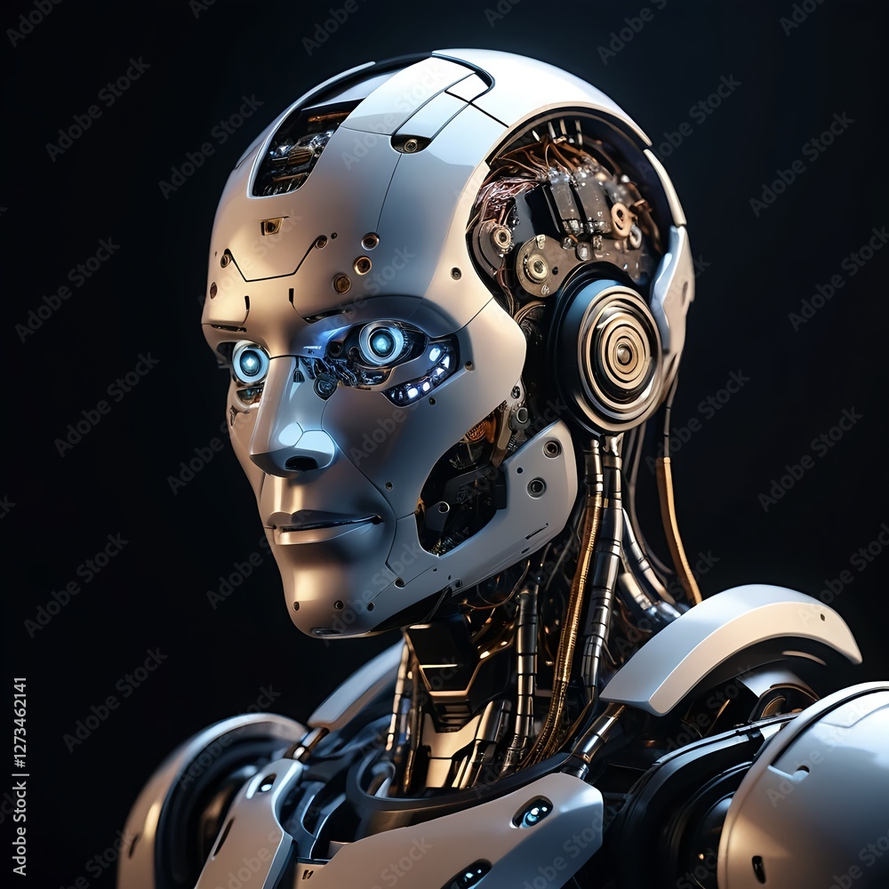 Close-up of a Futuristic Robot Head Close-up of a Futuristic Robot Head