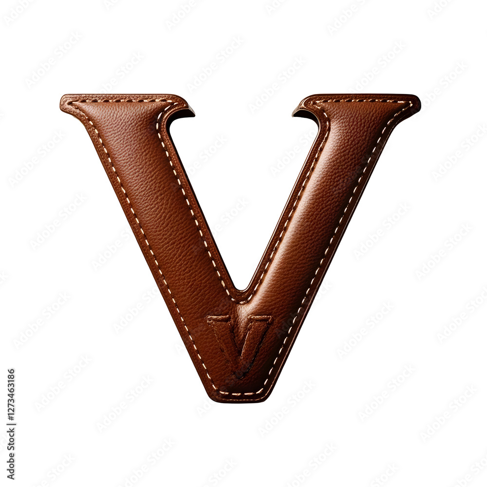 Obraz premium Brawn 3d leather letter v