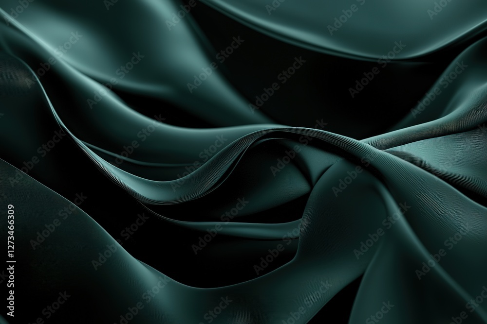 Fototapeta premium Elegant Dark Green Silk Background: Luxurious Texture, Rich Emerald Green, Smooth Fabric, Deep Green Drape, Sophisticated Design, Velvet-Like Sheen, High-Resolution, Premium Quality, Seamless Pattern,
