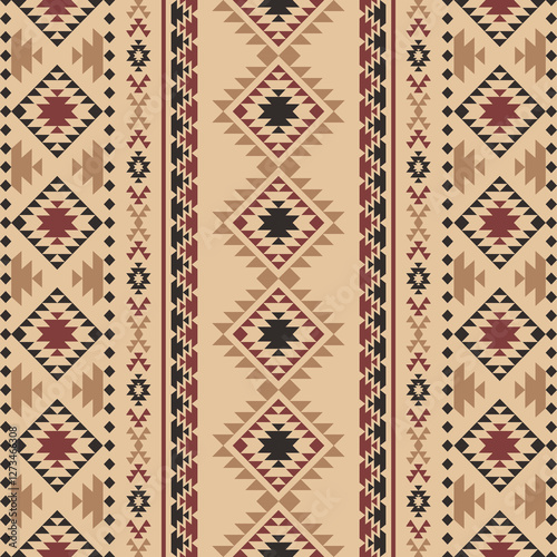 Southwest Aztec geometric Native American Mexican Navajo tribal ethnic boho indian texture ornament seamless pattern fabric colorful design vector for woven textile printing blanket rug carpet fashion