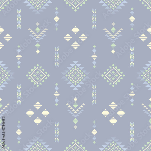 Southwest Aztec geometric Native American Mexican Navajo tribal ethnic boho indian texture ornament seamless pattern fabric colorful design vector for woven textile printing blanket rug carpet fashion