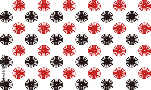 Two tone pink rose and black seamless pattern with circles, Fuzzy spin spiral block repeat seamless pattern, design for fabric print or wallpaper, checkerboard, chessboard, check, horizontal strip row