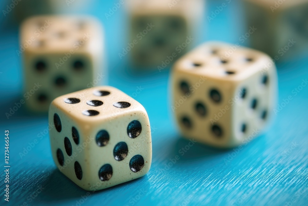 A close-up view of four dice on a table A close-up view of four dice on a table