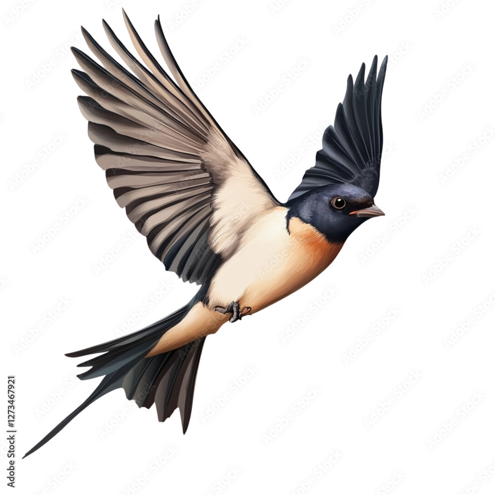 Obraz premium Swallow bird flying, transparent background,png