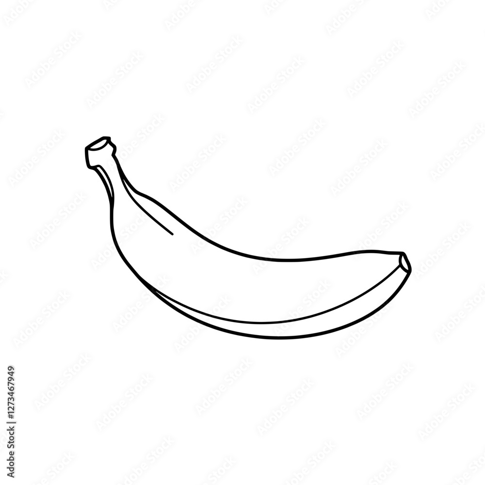 Minimalist Banana Illustration: A simple and elegant line drawing of a ripe banana, showcasing its curved shape and subtle details, against an isolated background. Minimalist Banana Illustration: A simple and elegant line drawing of a ripe banana, showcasing its curved shape and subtle details, against an isolated background.