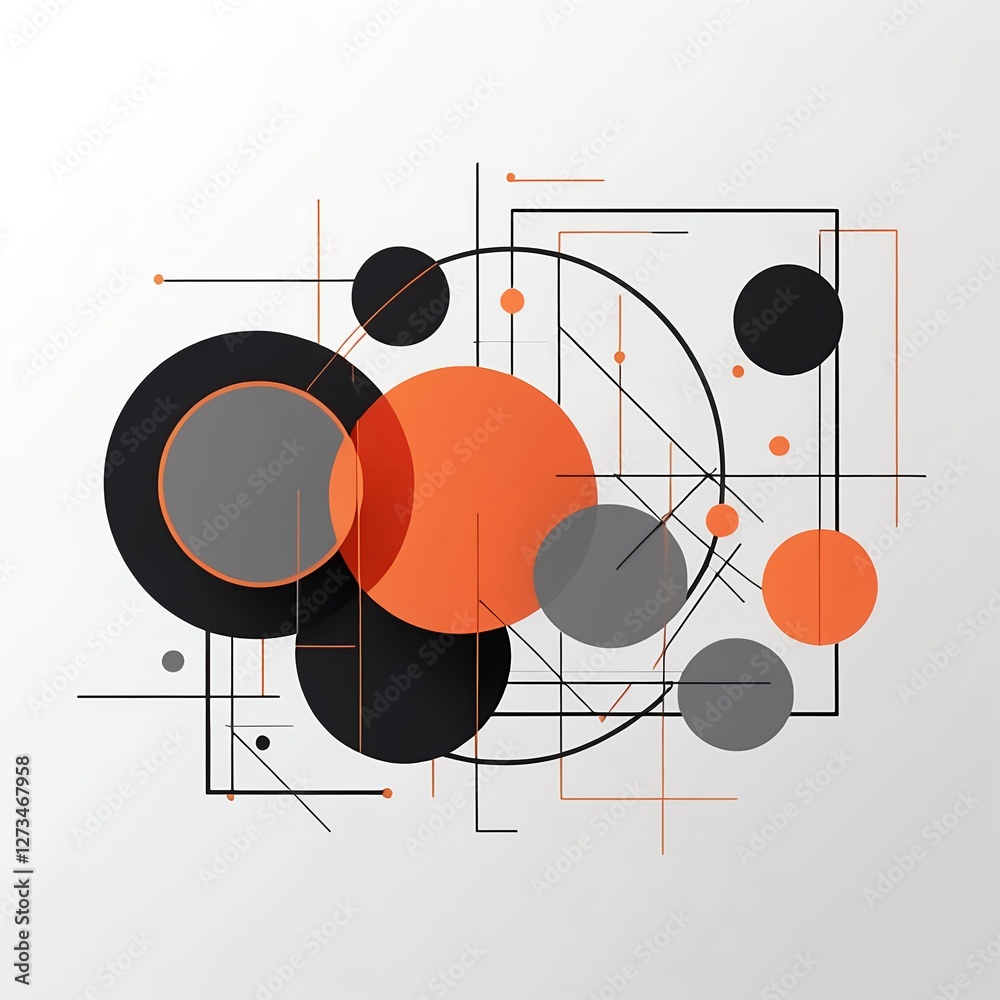 Obraz premium Abstract Geometric Composition with Circles and Lines