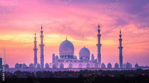 Grand Mosque at Sunset A Majestic Arabian Scene