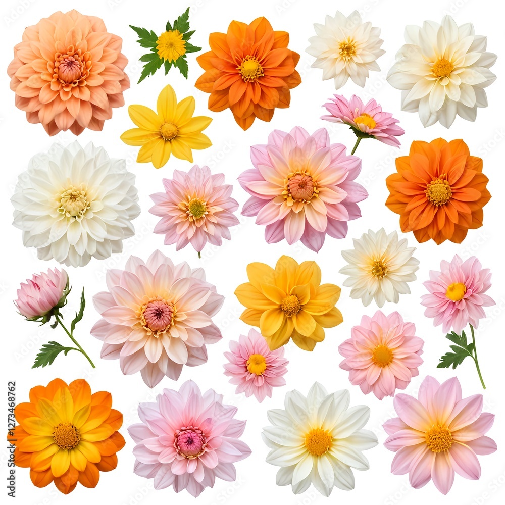 Collection of Colorful Dahlias and Other Flowers Collection of Colorful Dahlias and Other Flowers