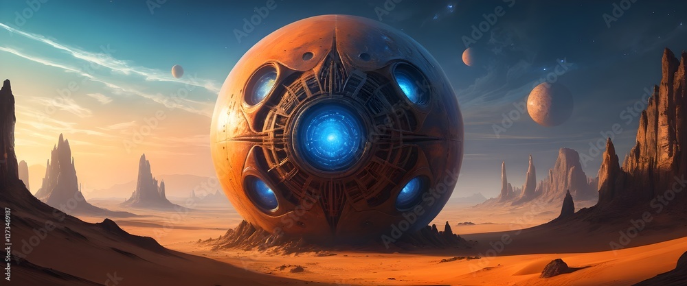 Obraz premium Alien Artifact in Desert Landscape
