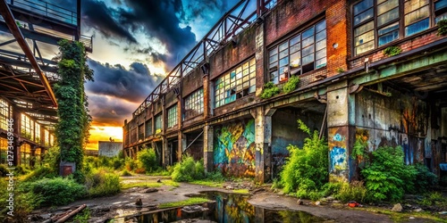 Abandoned Industrial Building, Graffiti, Rust, Decay, Urban Exploration Photography
