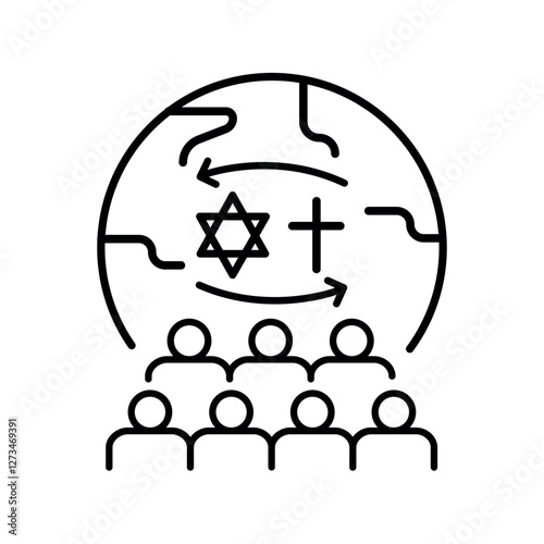 Assimilation black line icon.