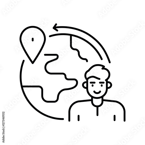 Emigration black line icon.